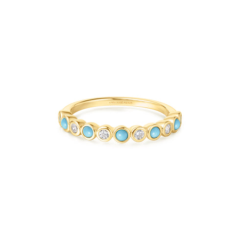 Gold Bezel Lab Created Turquoise Ring